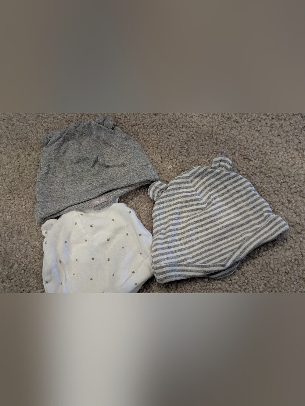 Baby Gap Grey Stripe and Solid Knit Hat Set - 6 - 12 Months